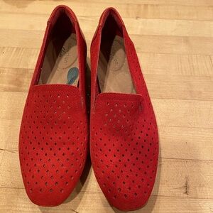 Clarks Women's Red Perforated Loafers